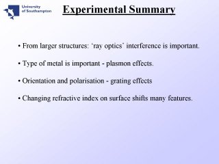 13. Experimental Summary