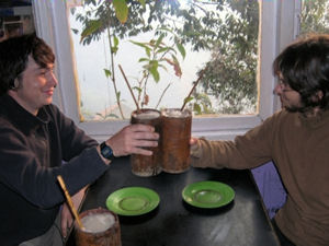 Stephan and Nikolas enjoying a Chhang beer
